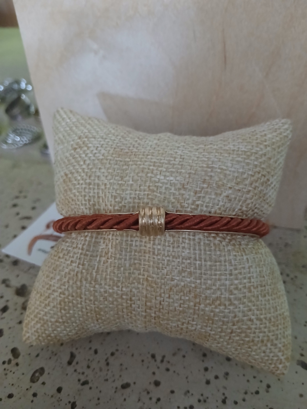 Brown Leather Twist Bracelet with Gold Accent